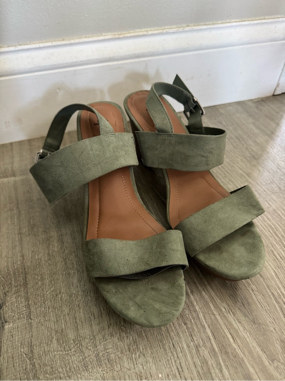 Style & Co. Olive Suede Block Heel Slingback Sandals